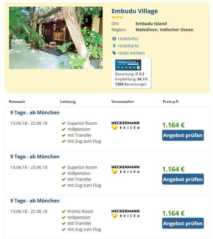 9 Tage Malediven Flug Hotel Vollpension Transfers F r Nur CHF 1386 